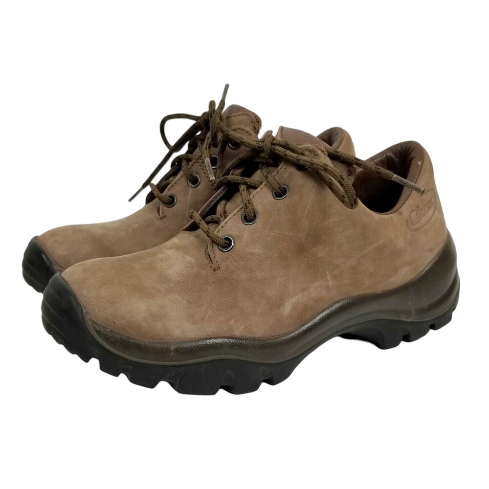 Chaco Women's Lace Up Cowhide Nubuck Trekking Hiking Shoes Brown Size 7